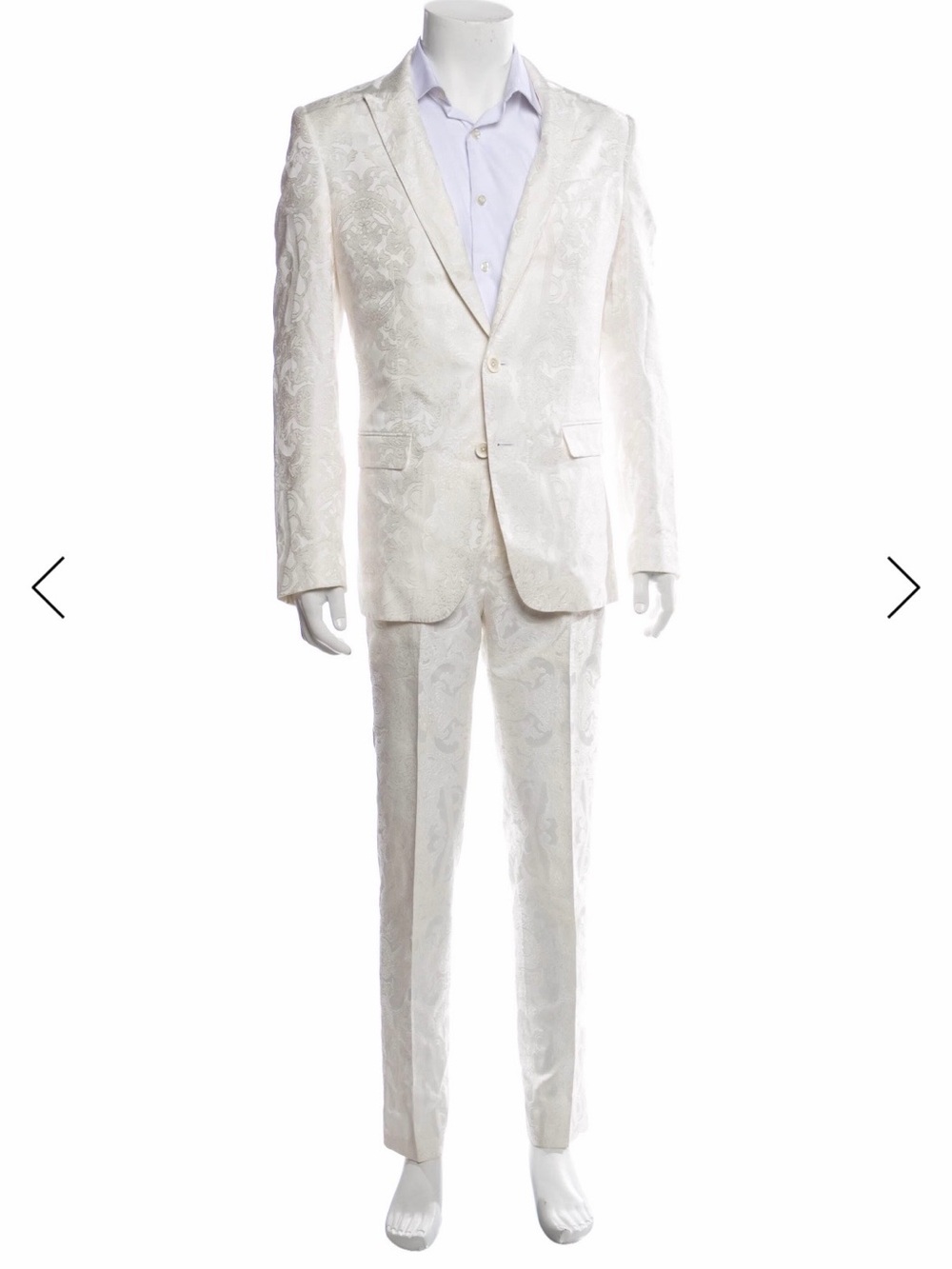 Dolce & Gabbana Off White Brocade Two-Piece Suit